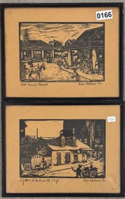 (2) Pair American Artist New Orleans Woodblocks Signed
