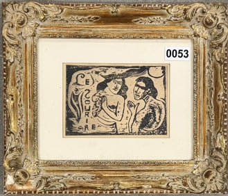 French Artist Modern Paul Gauguin “Le Sourie?? Woodcut