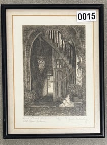 American New Orleans Eugene Loving etching signed