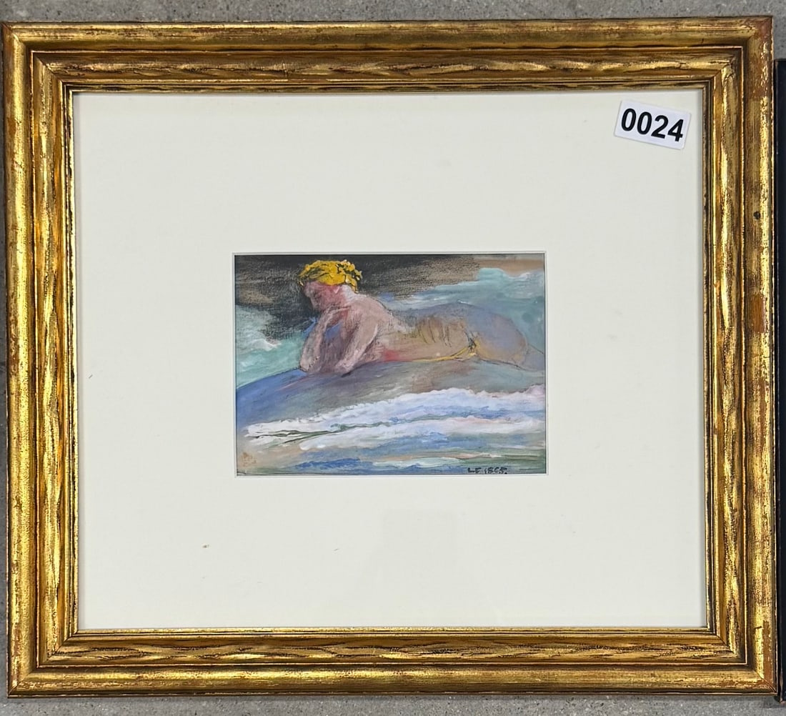 American Artist John LaFarge watercolor Signed 1865 (1 of 4)