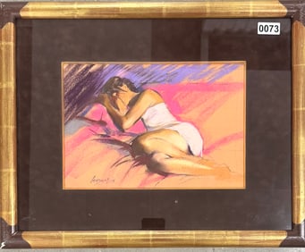 French Artist Jean-Pierre Goudouneix Modern Female Pastel