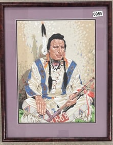 American Artist Winold Reiss Native American Chief silkscreen