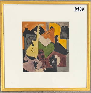 American Artist Constantine B. Ross Pre-War Abstract Signed: American Artist Constantine B. Ross Pre-War Abstract Signed, Cubist Composition. Dated 1935. Gouache, 7-3/8&rdquo; by 7&rdquo;. Constantino B. Ross who exhibited in the Salon of Independent Artists.