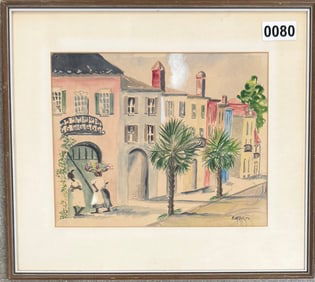 American Artist Emmie Mayberry McIntire South Carolina Watercolor Signed