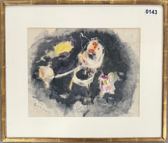 Post War Abstract Equador Artist Camilo Egas, Watercolor Signed
