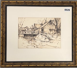 American Ohio Artist Leslie Cope Drawing Signed