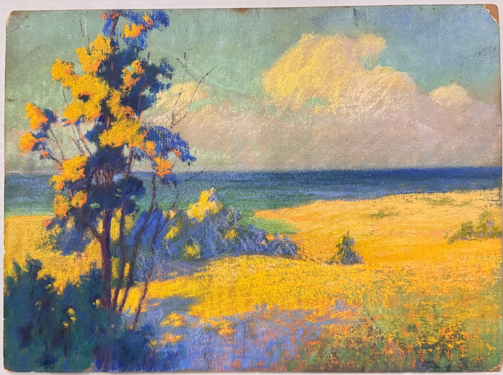 19th Century American Impressionist Seascape Pastel Signed Mystery (1 of 7)