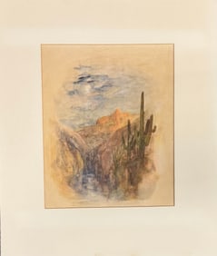 British American artist Geoffrey Jenkinson Sabino Canyon Vignette Watercolor