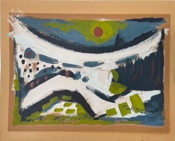American Artist Texas Mary Frances Doyle Abstract Landscape 1975 Gouache