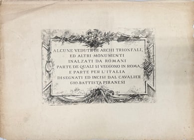 Italian Artist Giovanni Battista Piranesi Architectural Title Page Engraving