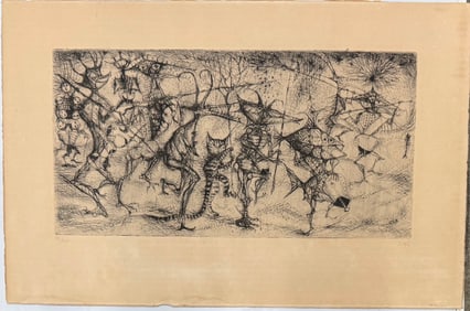 Swiss Artist Abstract Hans Fischer, “Monsters Imaginaires?? Etching Signed