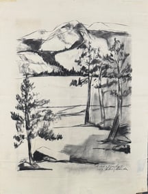 American Artist Modern Ludwig Sander To Richard Eberhart Charcoal Signed