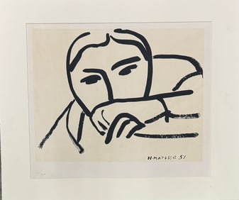 French Artist Modern Henri Matisse "Tete Voilee" Lithograph Limited Edition