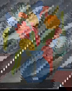 American Modernist Pre-War Abstract Cubist Still-Life Illegible Monogram Mystery Oil Painting: American Modernist Pre-War Abstract Cubist Still-Life Illegible Monogram Mystery Oil Painting, 20&rdquo; by 16&rdquo;. Appears to be PBP or FBP?