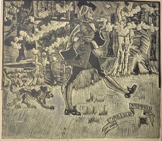 E.L. "Compere Guilleri" Original Linoleum block for the book
