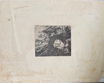 French Old Master Artist Anthonie Waterloo “The Pierced Rock.?? Engraving