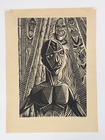 American Austria New York Artist Hans Jelinek Woodcut Signed #5