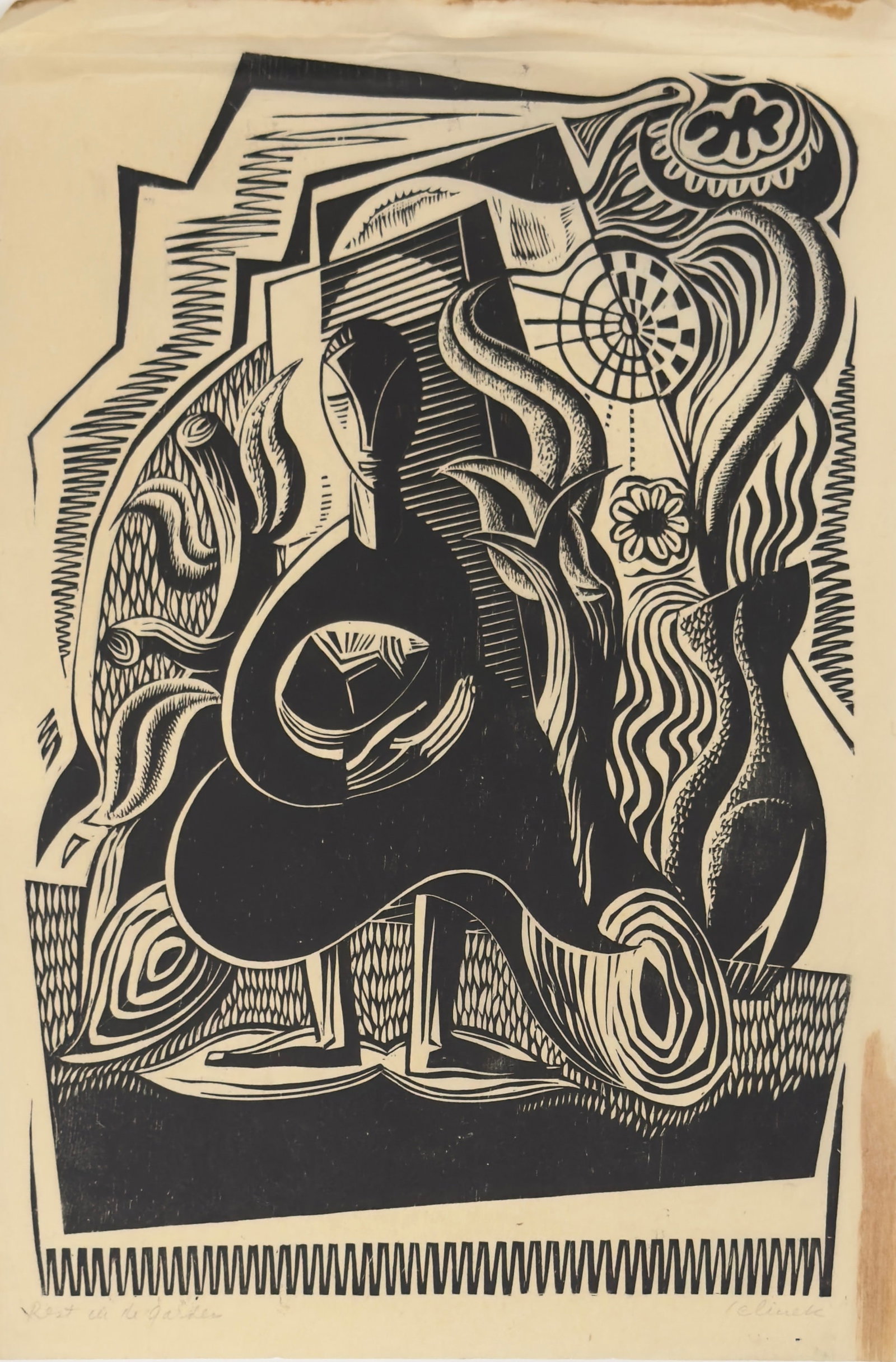 American Austria New York Artist Hans Jelinek Woodcut Signed #6 (1 of 3)