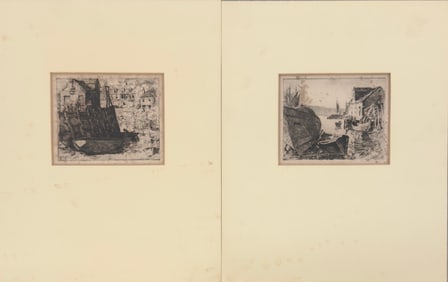 (2) Two American Artist Ivan Summers Gloucester Massachusetts etchings Signed