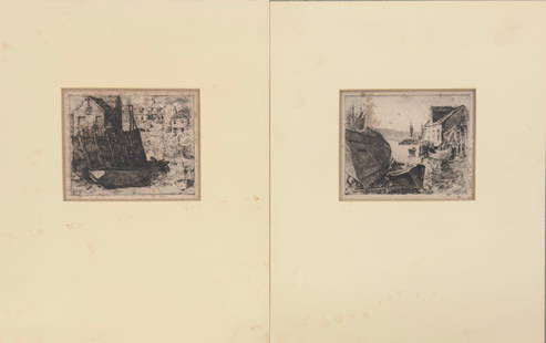 (2) Two American Artist Ivan Summers Gloucester Massachusetts etchings Signed: (2) Two American Artist Ivan Summers Gloucester Massachusetts etchings Signed, 4&rdquo; by 5&rdquo; sight. 14&rdquo; by 11&rdquo; overall. Pencil signed LR.