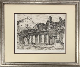 American Louisiana Artist Jack R. Miller New Orleans Etching Signed #2