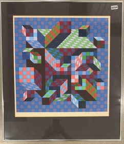 Hungarian American Artist Victor Vasarely Serigraph Signed