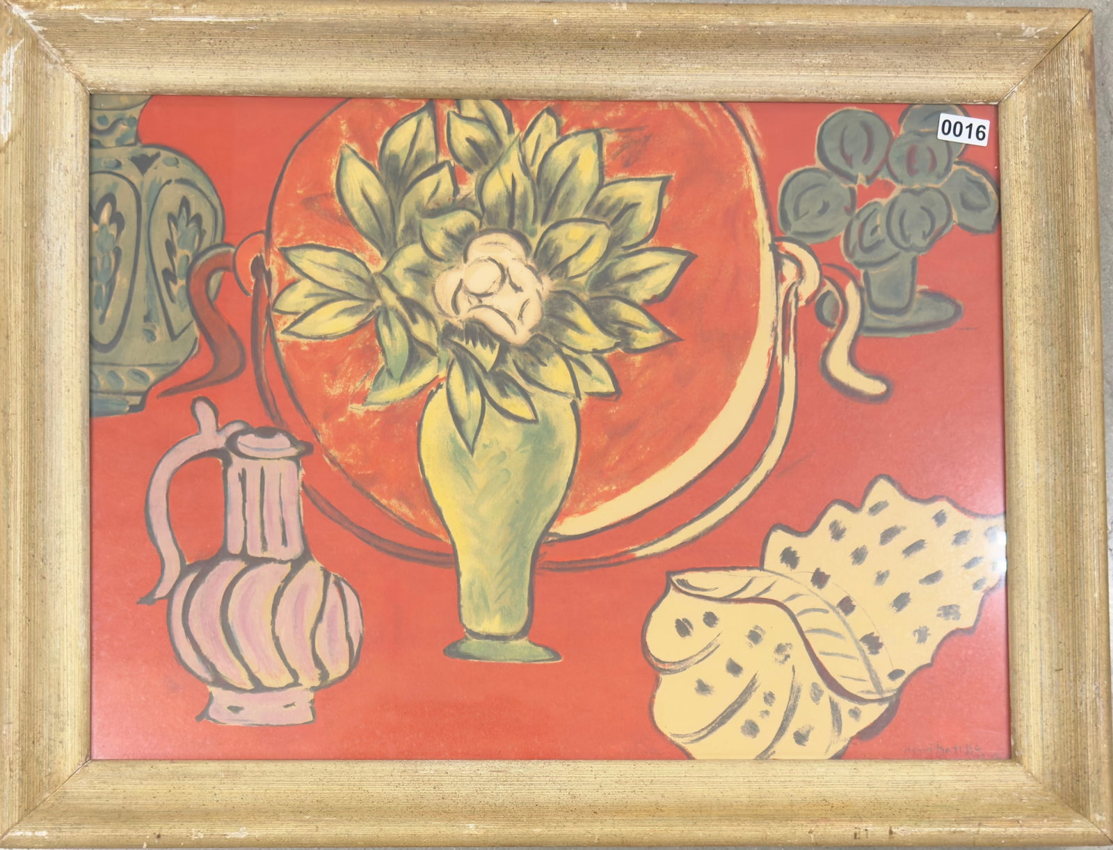 French Artist Modern Henri Matisse "Nature Mort au Magnoilia" Color Lithograph: French Artist Modern Henri Matisse "Nature Mort au Magnoilia" Color Lithograph 1941. Color lithograph, 20” by 27-1/2”. Signed in stone LR and noted 12/41 in stone.
