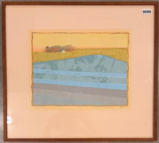 American Artist Modern Larsen Colored Lithograph Signed