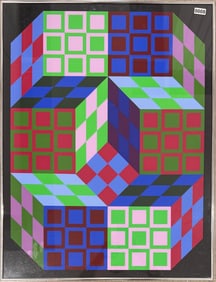France Hungary Artist Victor Vasarely “Carden??Op Art Serigraph Signed