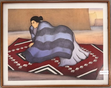 American Navajo Artist Rudolph Carl Gorman Colored Lithograph Signed