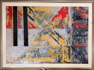 American Boston Artist Modern Abstract Irene Valincius Oil Painting Signed