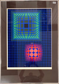 French Hungarian Artist Modern Op Art Victor Vasarely Serigraph Signed