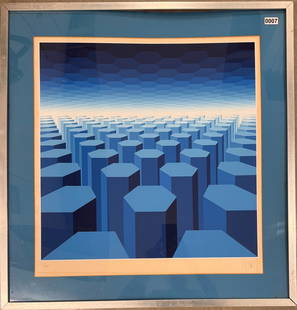 French Artist Jean Pierre Vasarely Serigraph Signed: French Artist Jean Pierre Vasarely Serigraph Signed