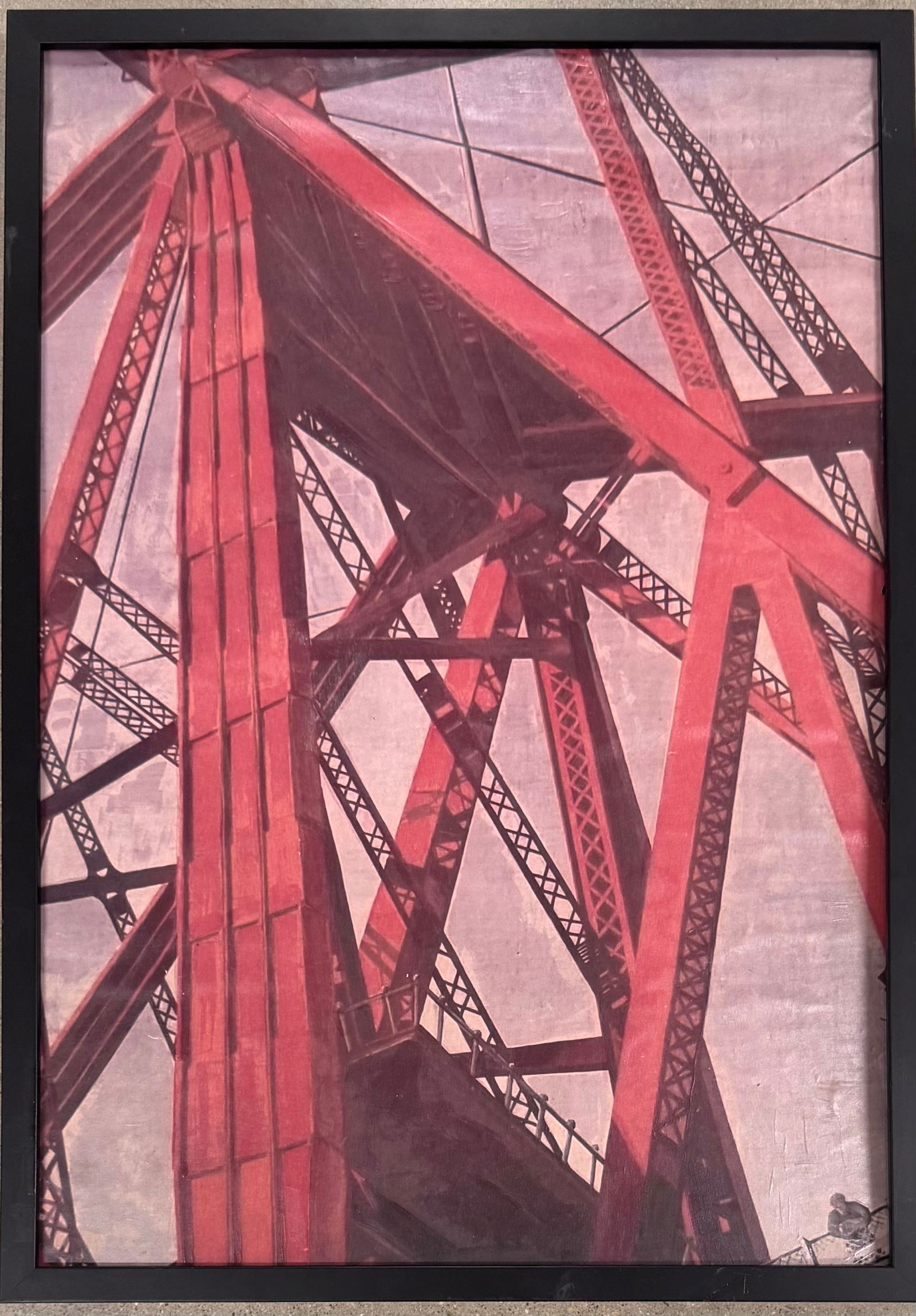 American Artist Modernist Abstract Oil over lithograph Mystery (1 of 2)