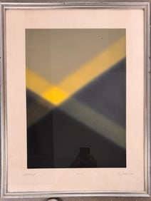 British American Op Artist Barry Nelson Etching Aquatint Signed
