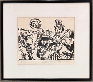 American Phiadelphia African American Artist Joseph Tiberino Etching Signed