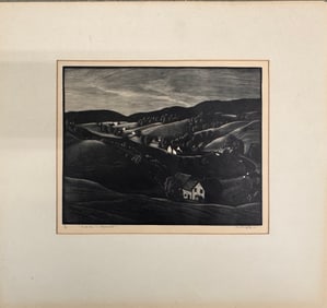 American Artist Asa Cheffetz Vermont Woodcut Signed, Vermont Woodcut Signed