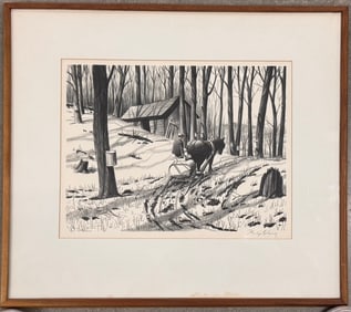 American Artist Massachusetts Philip Cheney Lithograph Signed
