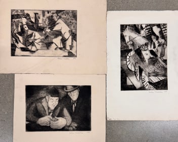 (3) Three American New York WPA Artist Helen Malta Etchings Signed