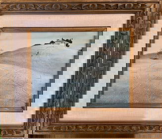 American California Artist Frances Woodahl Signed Waterolor Winter Scene