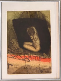 Polish Artist Mieczyslaw Detyniecki Nude Etching Signed