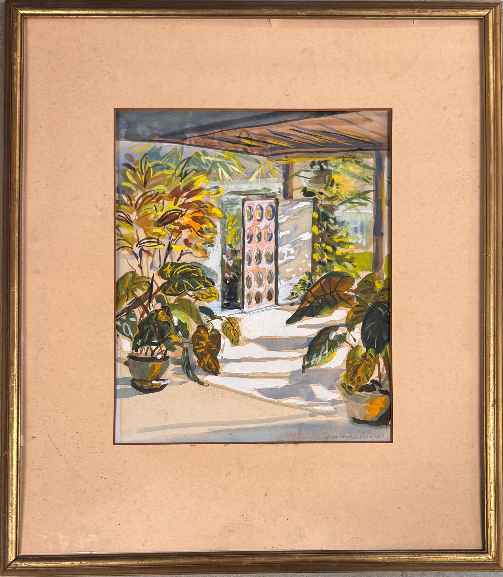 American South Carolina Artist Modern Willa Martin Pierce Gouache Signed: American South Carolina Artist Modern Willa Martin Pierce Gouache Signed