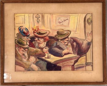 American Cape Cod Bahamas Artist Captain John Miron WPA Watercolor Signed