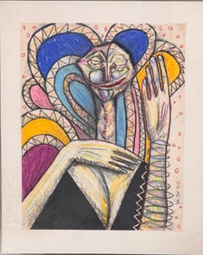Canadian Artist John Richard Fox Abstract woman Mixed Media Signed