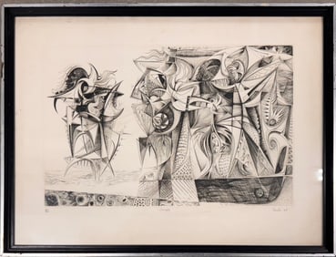 British Artist Modern Abstract Raymond John “Jack?? Coutu etching signed