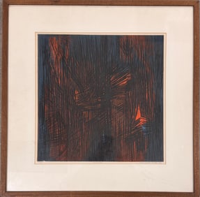Sergio Gonzalez Tornero Modern Abstract Chile American Artist Colored Etching Signed