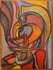 Samuel Joseph Brown Vintage Mid-Century Abstract Expressionist Painting Geometric Surrealist