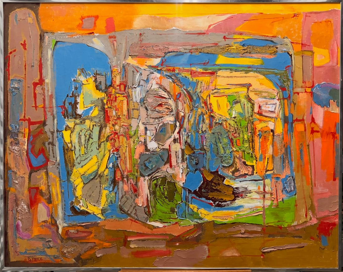 Vibrant Mid-Century Abstract Expressionist Oil Painting Bernice Price New Jersey Artist (1 of 10)