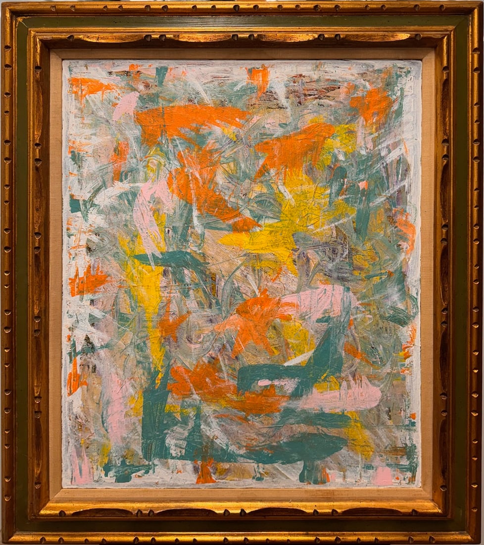 Vibrant Mid-Century Abstract Expressionist Oil Painting Monroe Mullin New Jersey Artist Signed (1 of 5)