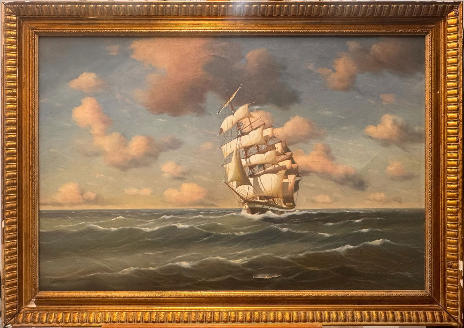 American Impressionist Jacob Winfried Maritime Oil Painting Clipper Ship (1 of 9)